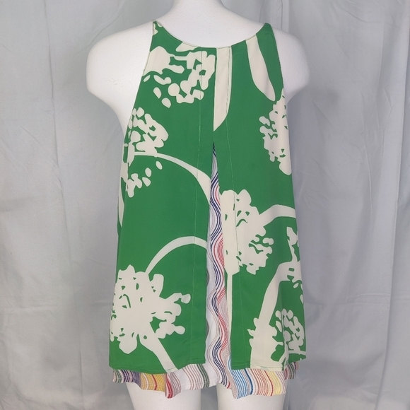 Anthropologie Green and Cream Floral Print Tank Top - Picture 5 of 12